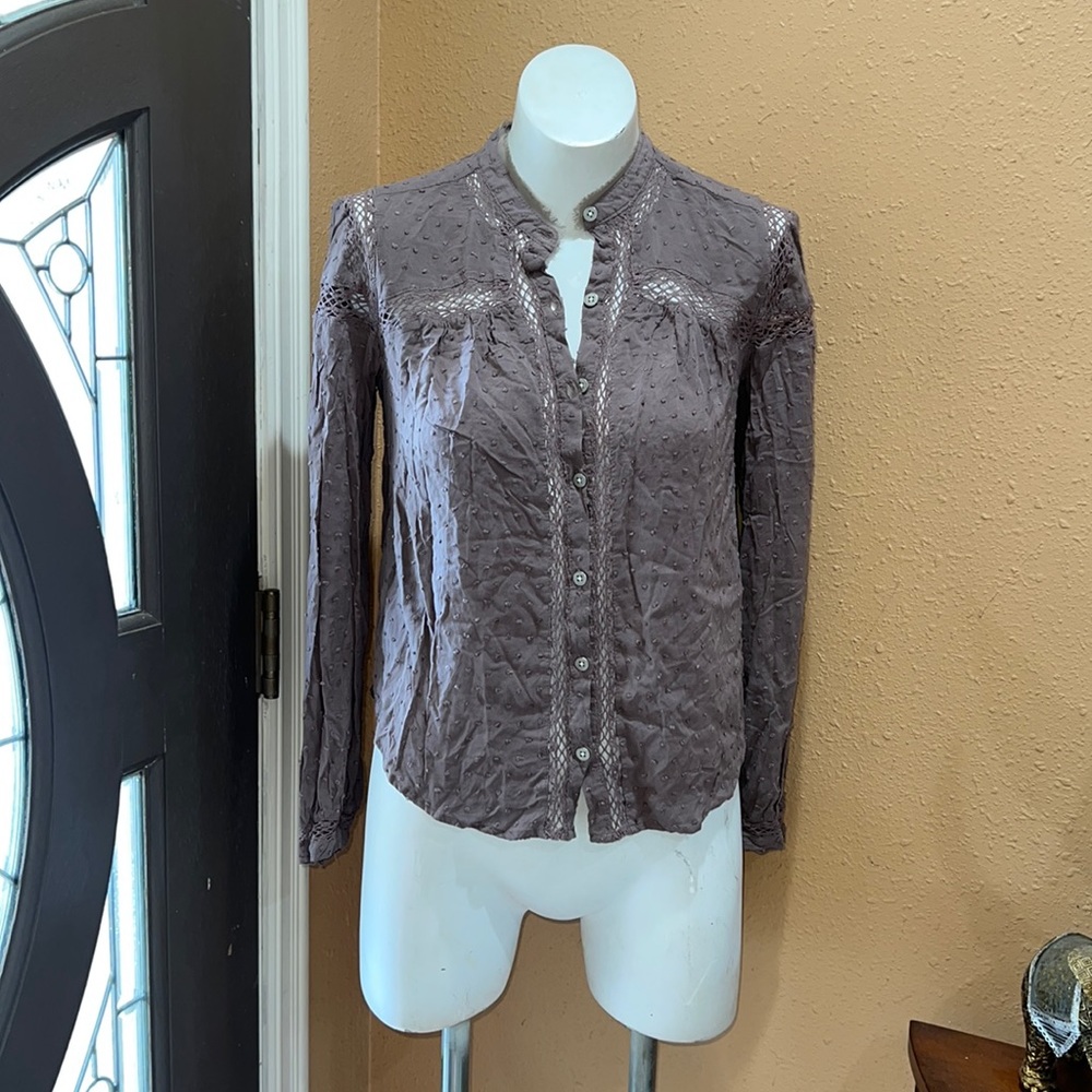 Free people light brown button up blouse - Picture 1 of 7